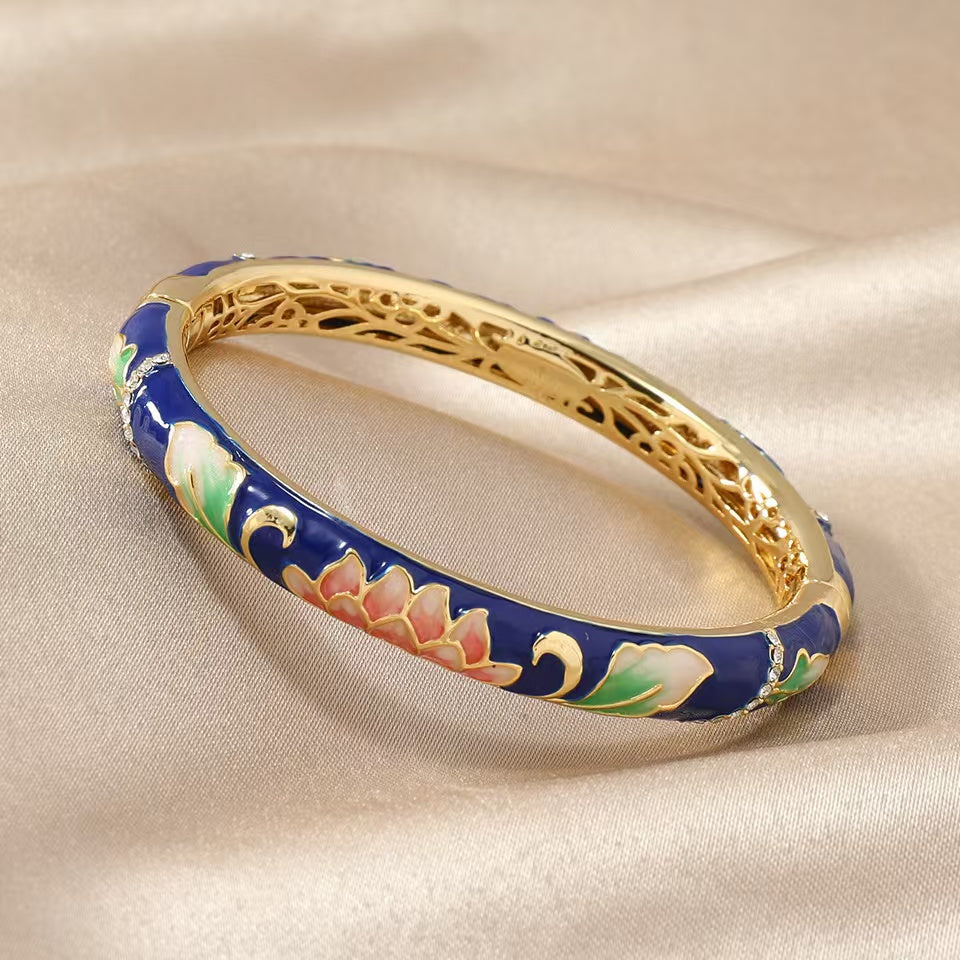 Bracelet Vintage cloisonné lotus